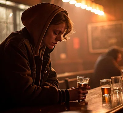 Женщина пьет алкоголь
